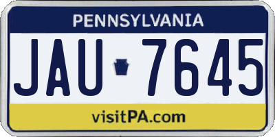 PA license plate JAU7645