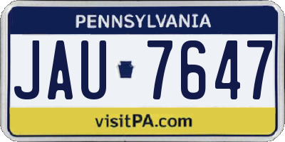 PA license plate JAU7647