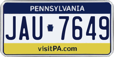 PA license plate JAU7649