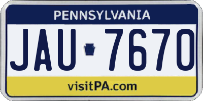 PA license plate JAU7670