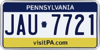 PA license plate JAU7721