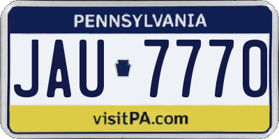 PA license plate JAU7770
