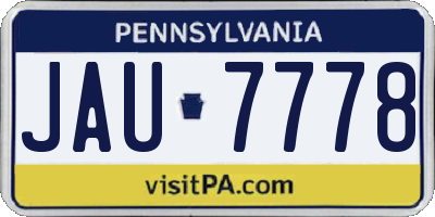 PA license plate JAU7778