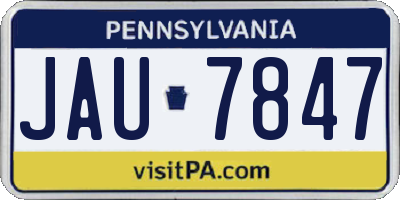 PA license plate JAU7847