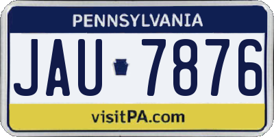 PA license plate JAU7876