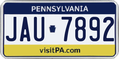 PA license plate JAU7892
