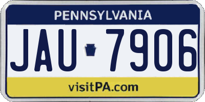 PA license plate JAU7906