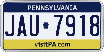 PA license plate JAU7918