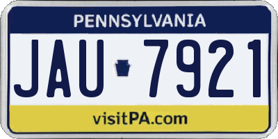 PA license plate JAU7921