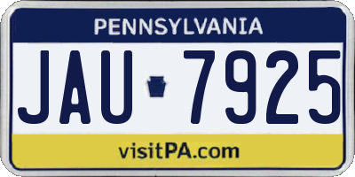 PA license plate JAU7925