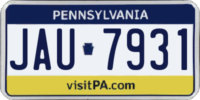 PA license plate JAU7931
