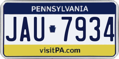PA license plate JAU7934