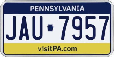 PA license plate JAU7957