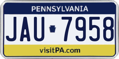 PA license plate JAU7958