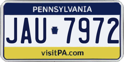 PA license plate JAU7972