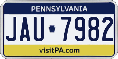 PA license plate JAU7982