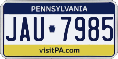 PA license plate JAU7985