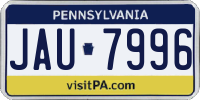 PA license plate JAU7996