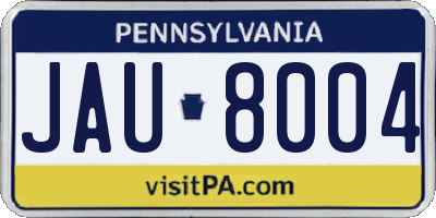 PA license plate JAU8004