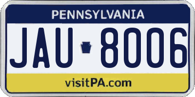 PA license plate JAU8006