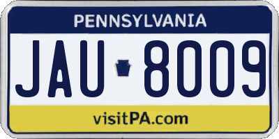 PA license plate JAU8009