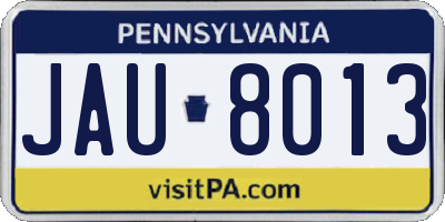 PA license plate JAU8013