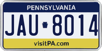 PA license plate JAU8014
