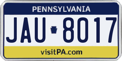 PA license plate JAU8017