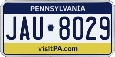 PA license plate JAU8029