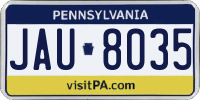 PA license plate JAU8035