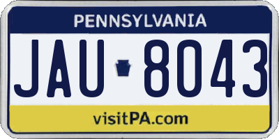 PA license plate JAU8043