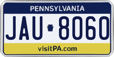 PA license plate JAU8060
