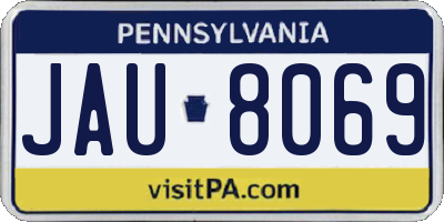 PA license plate JAU8069