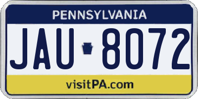 PA license plate JAU8072