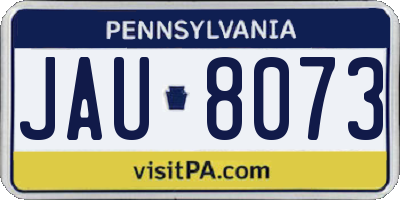 PA license plate JAU8073