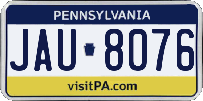 PA license plate JAU8076