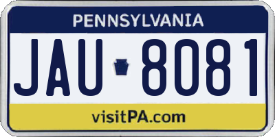 PA license plate JAU8081