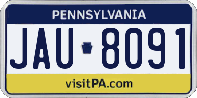 PA license plate JAU8091
