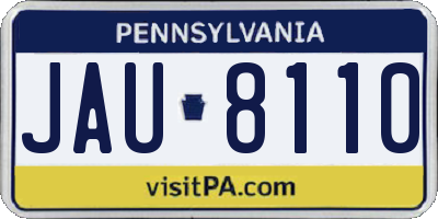 PA license plate JAU8110