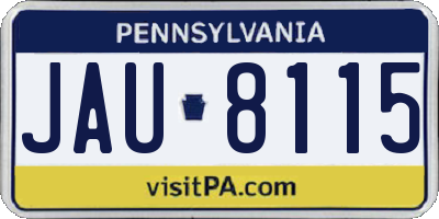 PA license plate JAU8115