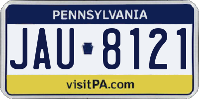 PA license plate JAU8121