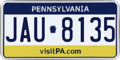PA license plate JAU8135
