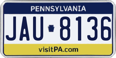 PA license plate JAU8136