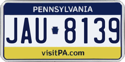 PA license plate JAU8139