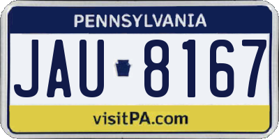 PA license plate JAU8167
