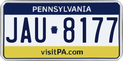 PA license plate JAU8177