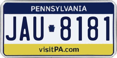 PA license plate JAU8181