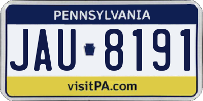 PA license plate JAU8191