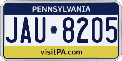 PA license plate JAU8205