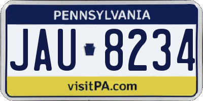 PA license plate JAU8234
